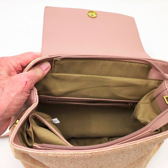 Jen & Co. Avani Backpack Vegan Leather Woven Fabric 11.5x12x4.5 inches Ash Pink - Picture 7 of 9